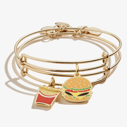 Hamburger + Fry Charm Bangles, Set of 2