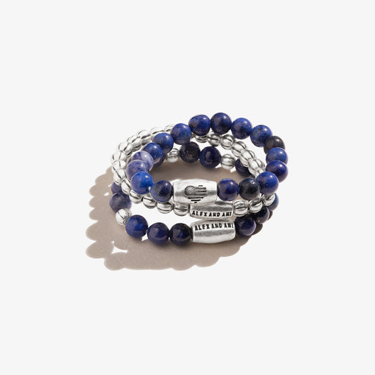 Sodalite Gemstone Stretch Rings, Set of 3