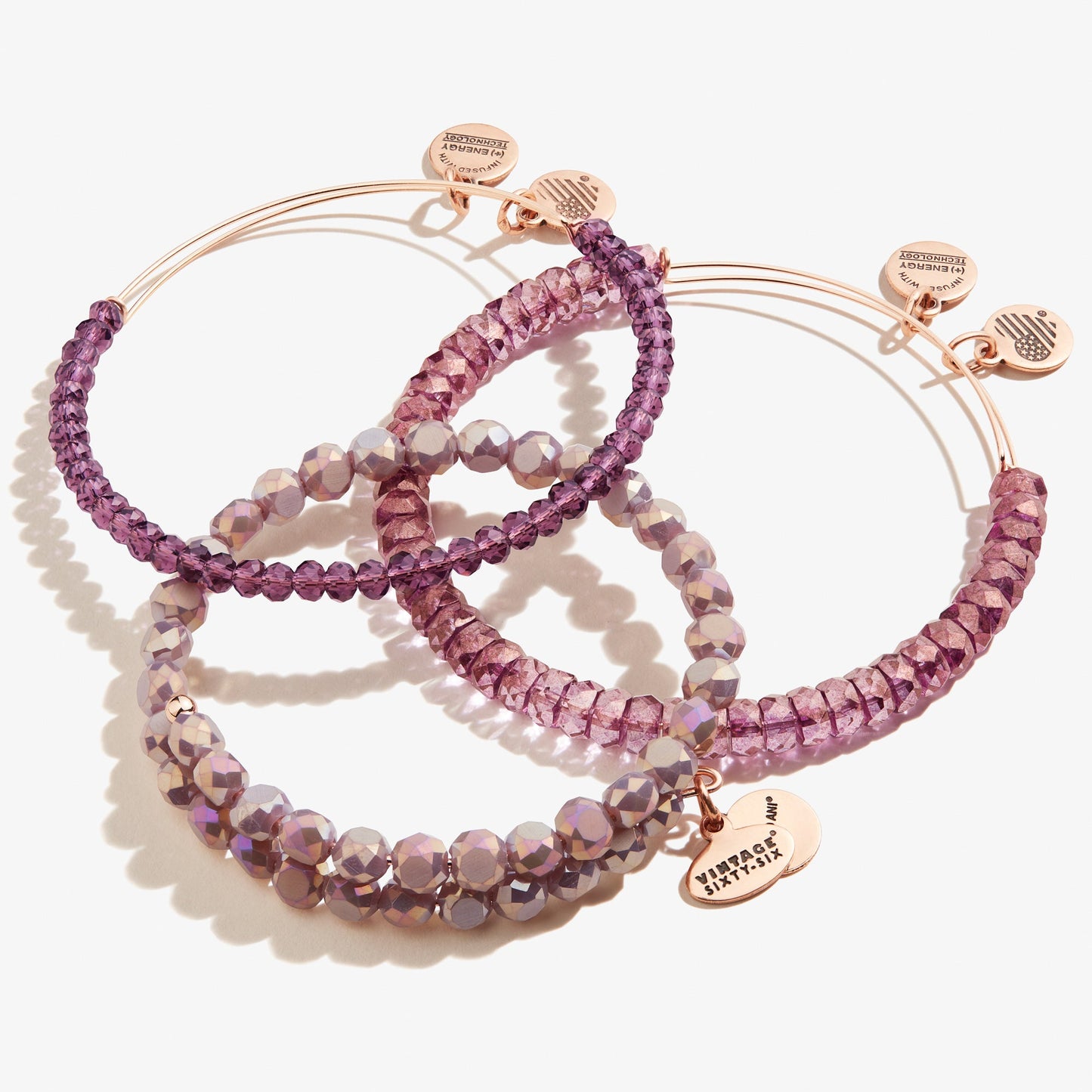 Purple Beaded Bracelets, Set of 3