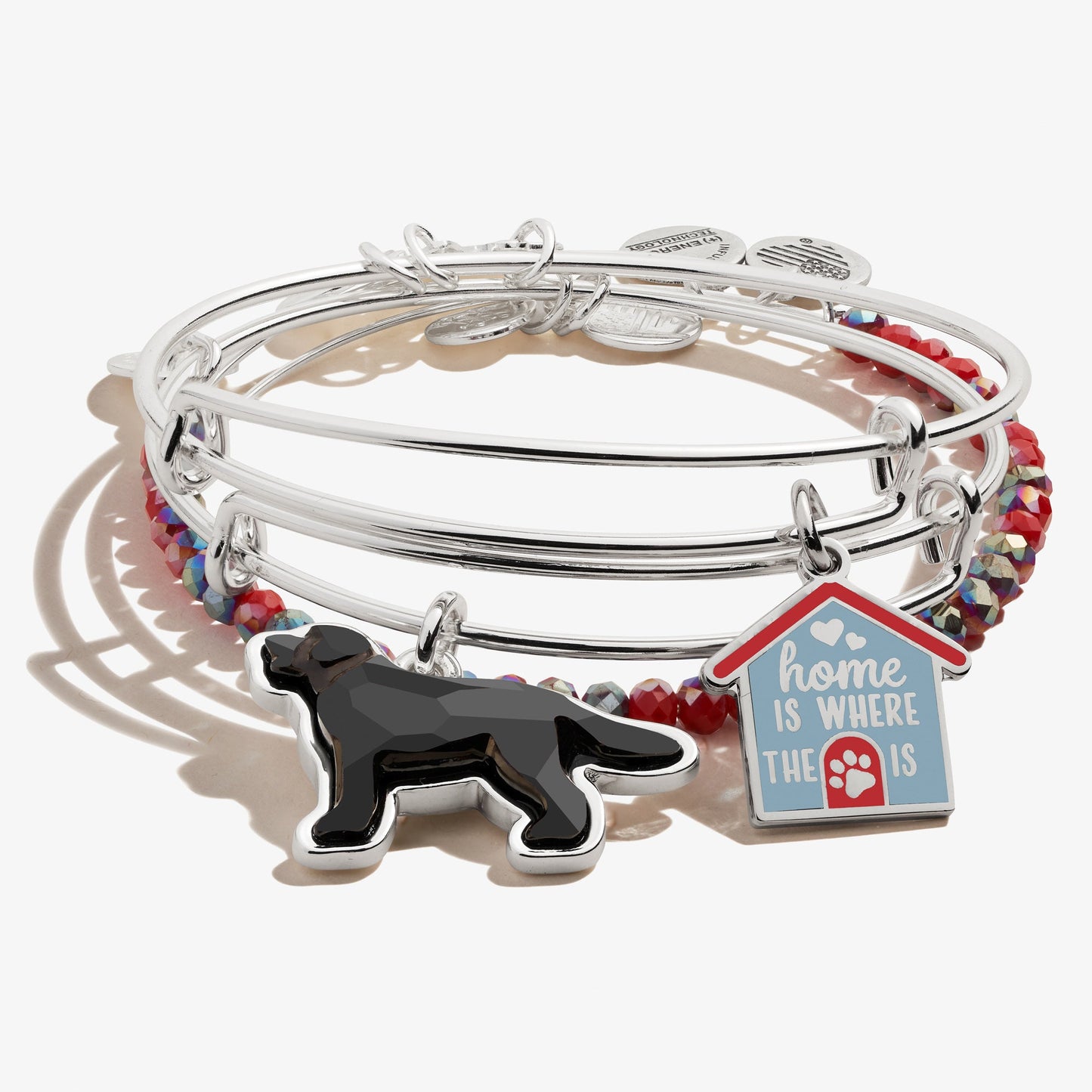 'Home is Where the Paw is' Doghouse Charm Bangles, Set of 3
