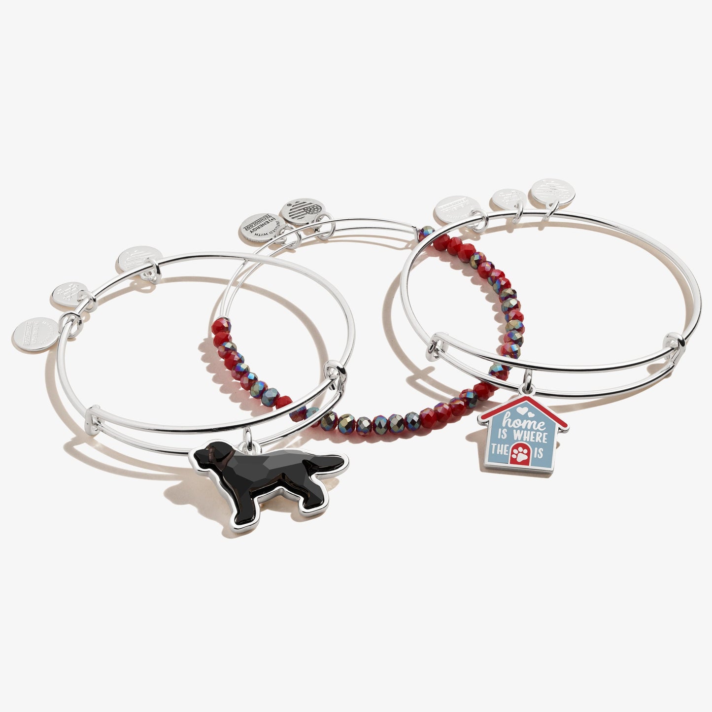 'Home is Where the Paw is' Doghouse Charm Bangles, Set of 3