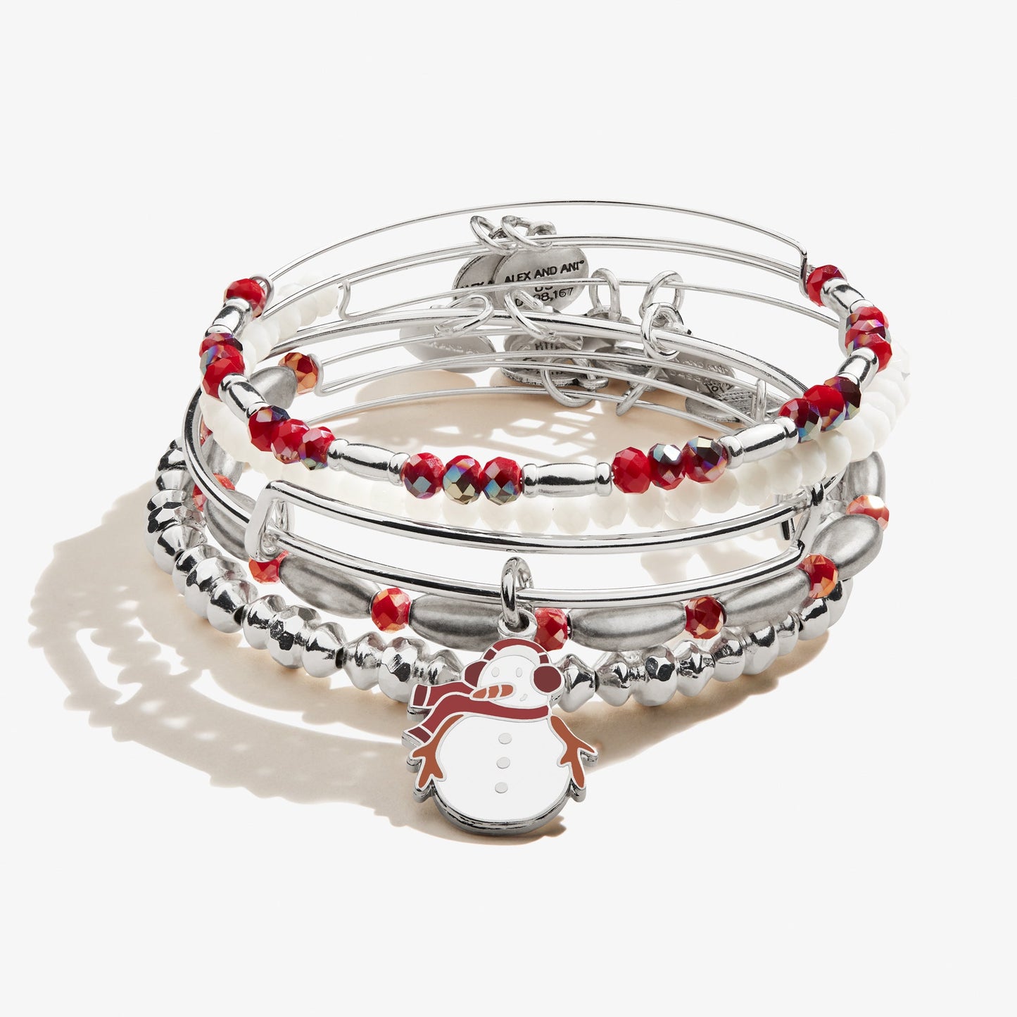 Holiday Snowman Beaded Bangles, Set of 5