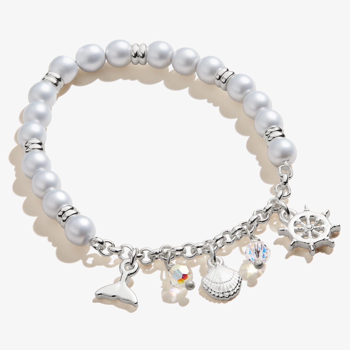 Pastel Blue Pearl + Sea Charm Stretch Bracelet