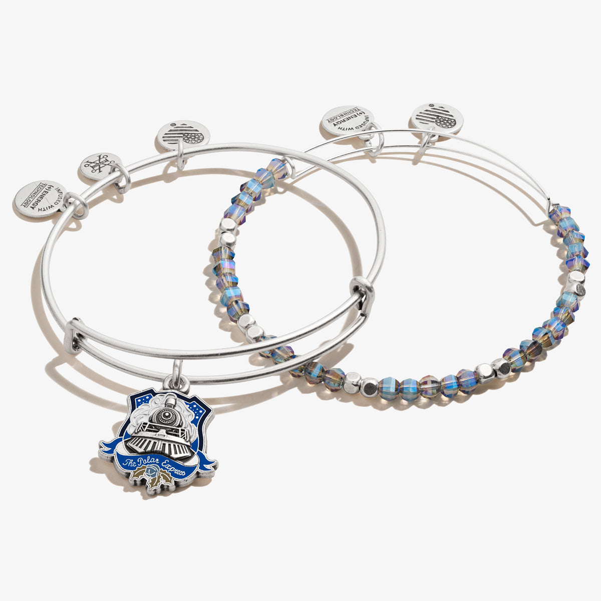 The Polar Expressâ„?Train Charm Bangle + Beaded Bangle, Set of 2