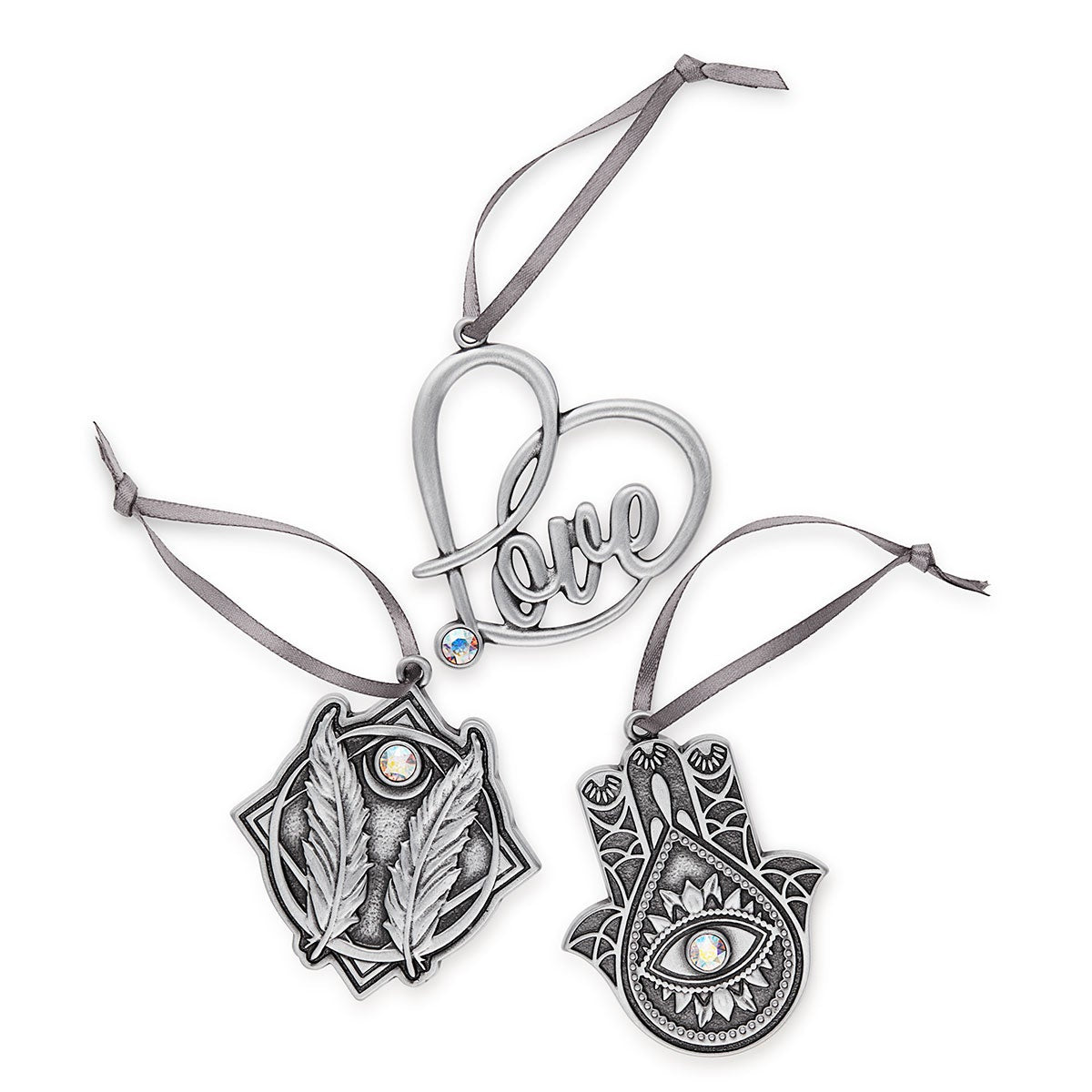 Godspeed, Hamsa + Love Holiday Ornaments, Set of 3