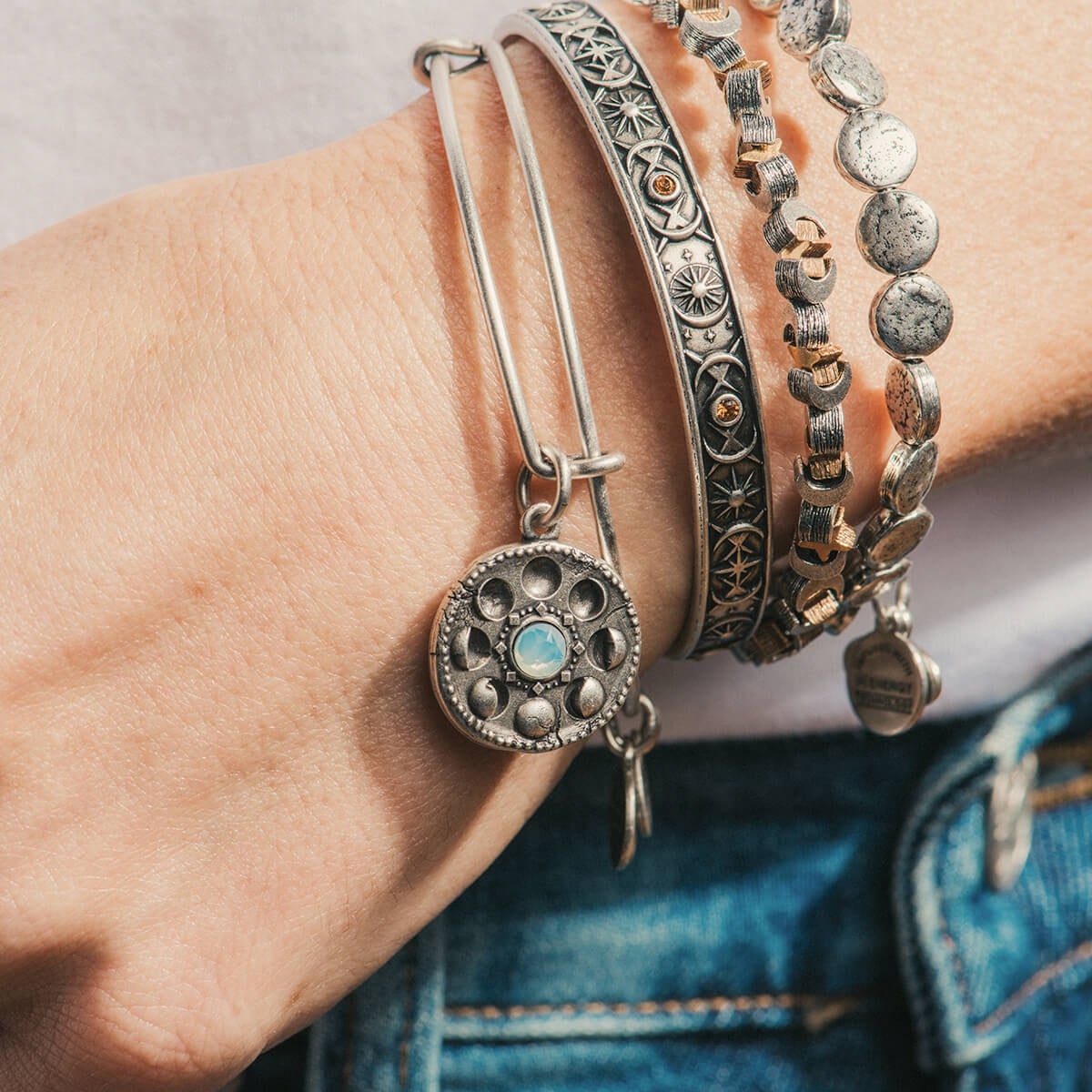 Moon + Star Beaded Bangle