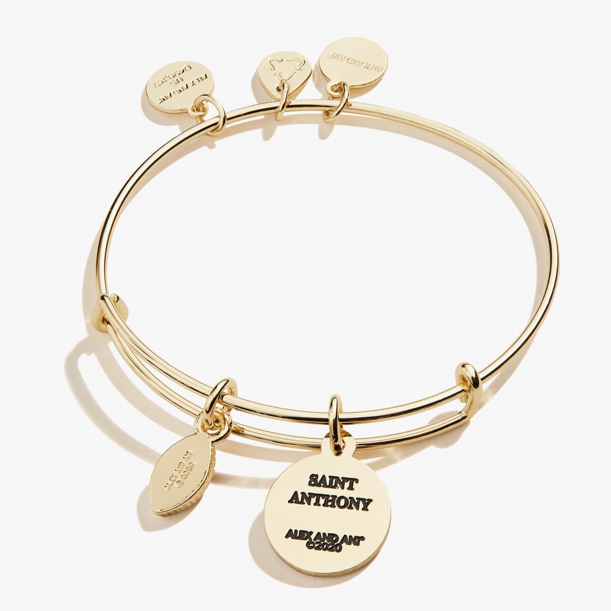 Tiger's Eye Gemstone + Saint Anthony Duo Charm Bangle