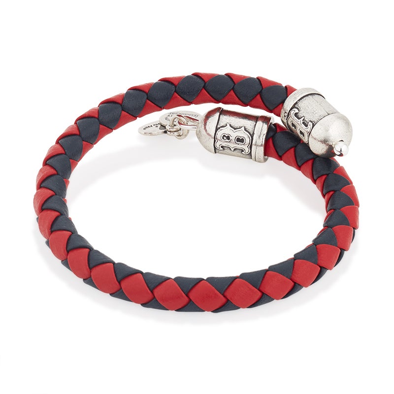 Boston Red Sox MLB Braided Leather Wrap Bracelet