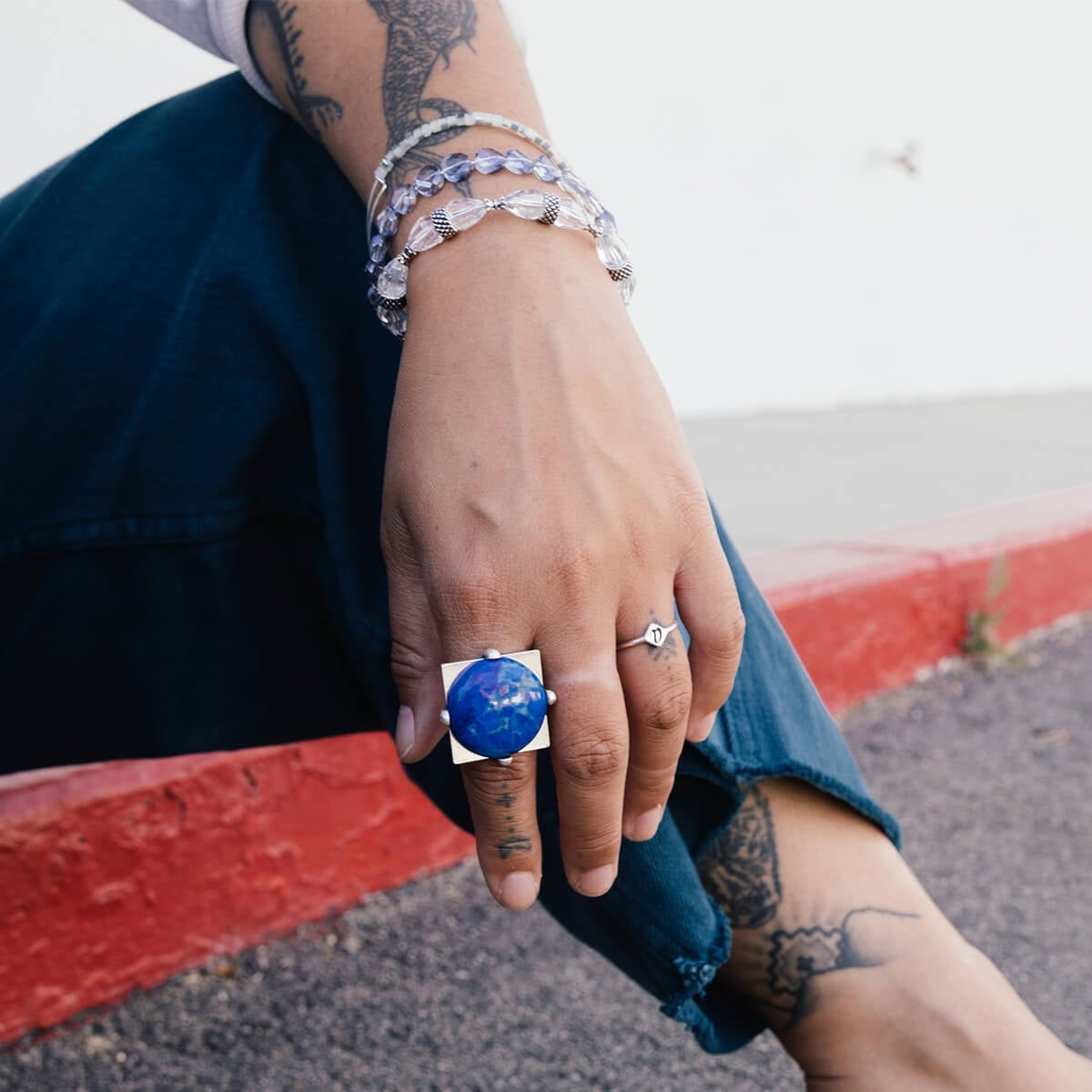 Cobalt Matrix Cocktail Ring