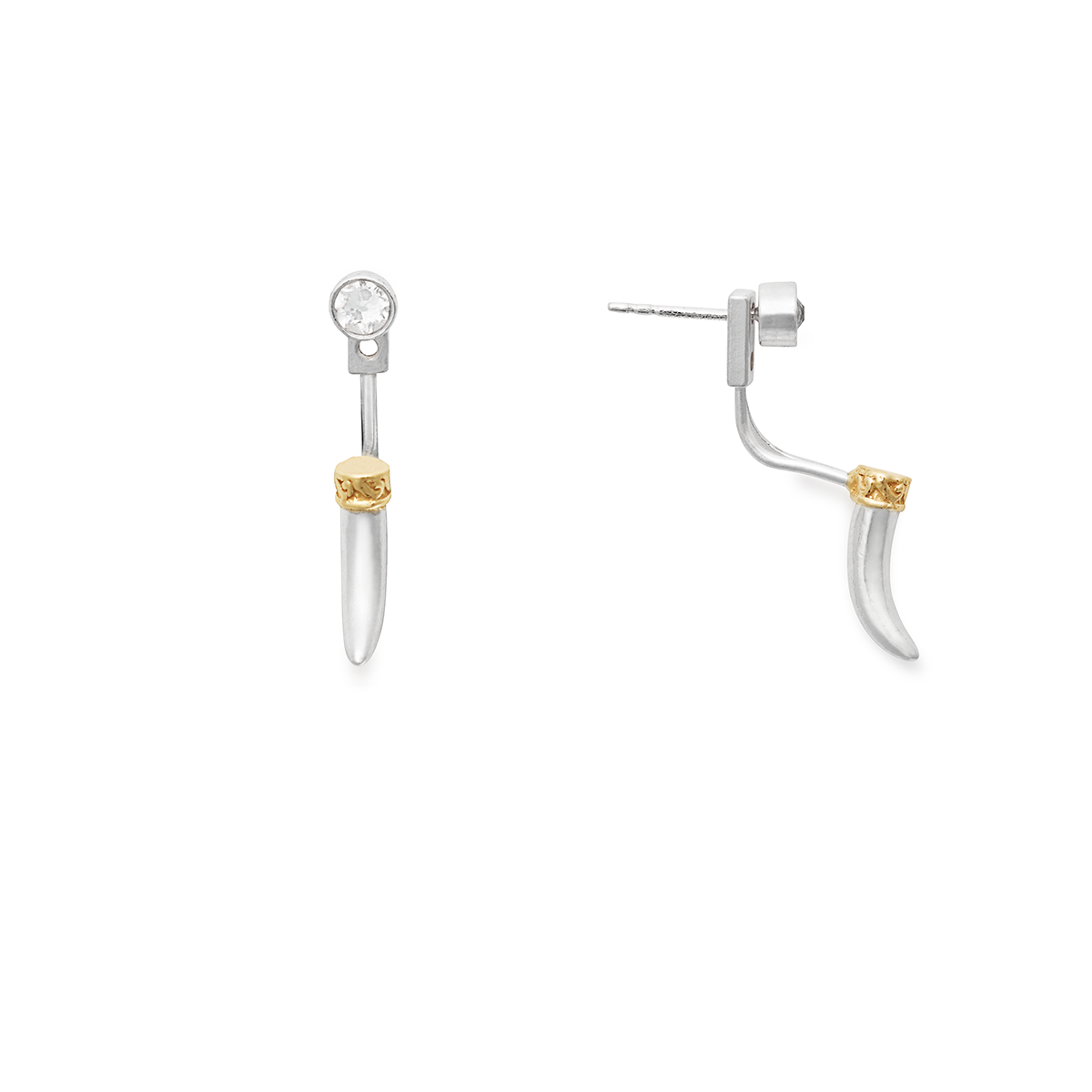 Horn + Crystal Drop Earrings